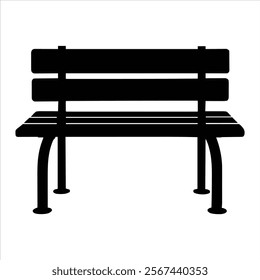 Garden Bench Vector Black Isolated Silhouette Icon, Wooden Bench Clipart isolated on a white background
