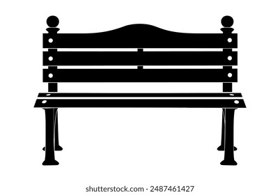 Garden Bench Vector black Silhouette, Wooden Bench Silhouette Clip art