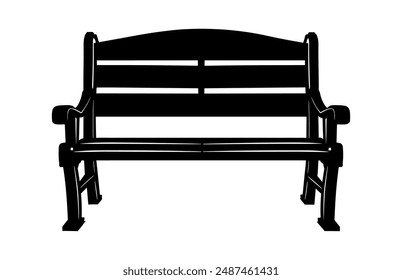 Banco de jardín Vector negro Silueta, Banco de madera Silueta Clip arte