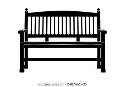 Garden Bench Vector black Silhouette, Wooden Bench Silhouette Clip art