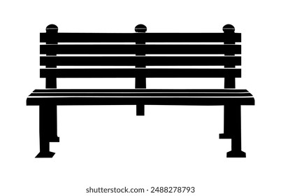 Garden Bench Vector black Silhouette, Wooden Bench Silhouette Clip art