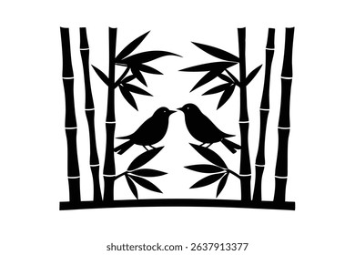 garden birds in bamboo frame