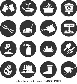 Garden black icon set