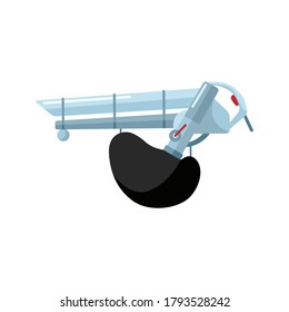 Garden blower gray color isolated on white background. Vacuum equipment for clean the leaves street in flat style vector illustration.