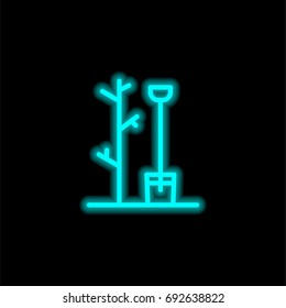 Garden blue glowing neon ui ux icon. Glowing sign logo vector