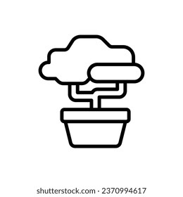 Garden Bonsai Outline Icon Vector Illustration