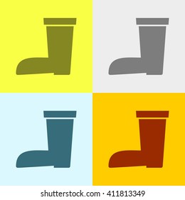 Garden Boots Icon on Four Different Backgrounds. Eps-10.