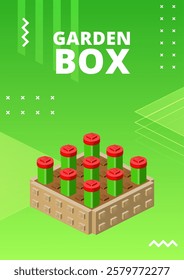 Garden box poster for print and design. Vector