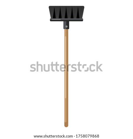 Garden broom on white background isolated. Besom with wooden handle in style flat. Garden tool vector illustration design.