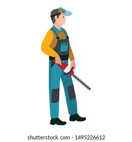 Garden brush cutter icon. Flat illustration of garden brush cutter vector icon for web design