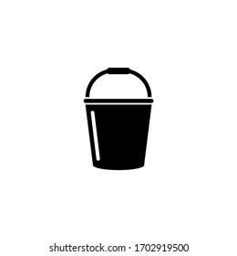 Garden Bucket, Container for Water. Flat Vector Icon illustration. Simple black symbol on white background. Garden Bucket, Container for Water sign design template for web and mobile UI element