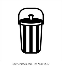 Garden Bucket, Container for Water. Flat Vector Icon illustration. Simple black symbol on white background. Garden Bucket, Container for Water sign