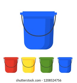 Garden Bucket. Flat vector illustration of house bucket. Icon for web design. Cartoon style.