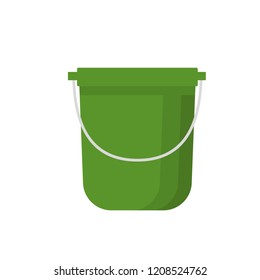 Garden Bucket. Flat vector illustration of house bucket. Icon for web design. Cartoon style.