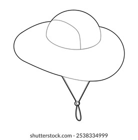 Garden Bucket Hat. Summer Head Fashion accessory cap with wide brim clothing technical illustration. Vector headgear for Men, women, unisex style, flat template CAD mockup sketch outline isolated