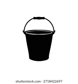 Diseño plano de Vector de icono de silueta de cubo de jardín.