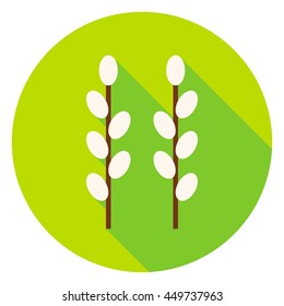 Garden Buds Circle Icon. Flat Design Vector Illustration with Long Shadow. Seasonal plant Symbol.