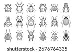 Garden bugs hand drawn outline doodle icon set. Garden bugs drawing elements simple line beetle clipart. Vector illustration