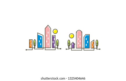 garden building vector icon line art logo