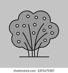 Garden bush with berries isolated vector grayscale icon. Graph symbol for agriculture, garden and plants web site and apps design, logo, app, UI