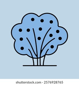 Garden bush with berries isolated vector icon. Graph symbol for agriculture, garden and plants web site and apps design, logo, app, UI