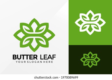 Garden Butterfly with Leaf Logo Design, Brand Identity logos vector, modern logo, Logo Designs Vector Illustration Template