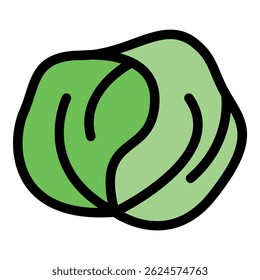 Icono de repollo de jardín. Esquema de repollo de jardín Vector icono de color plano aislado