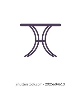 Mesa de jardín o cafetería para uso fuera del edificio y en patio, ilustración vectorial plana aislada en fondo blanco. El mobiliario de jardín es de estilo patio trasero o terraza.