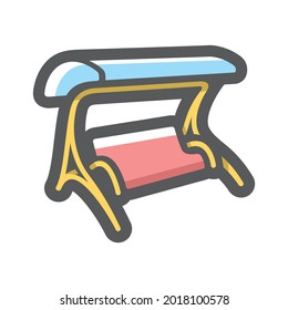 Garden canopy Bench Vector icon Cartoon illustration