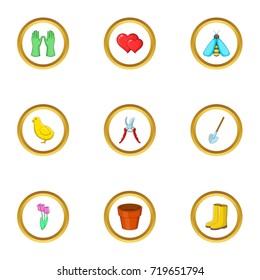 Garden care icons set. cartoon style set of 9 garden care vector icons for web design
