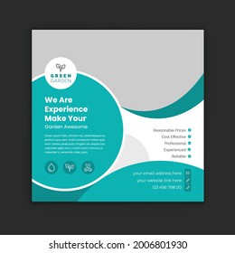 Garden care and lawn care service social media post template design