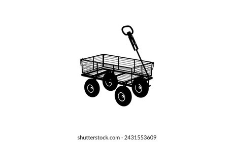 Garden Cart, black isolated silhouette