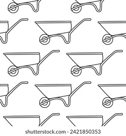 garden cart carry load wheels line doodle coloring pattern textile background