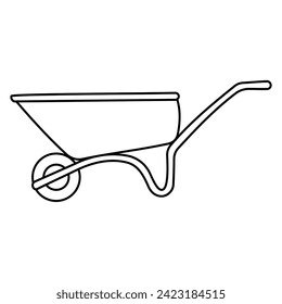 chariot de jardin porter roues de charge ligne élément icône de coloriage de doodle
