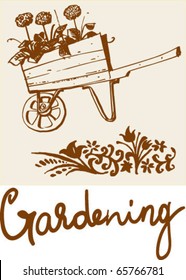 garden cart, handmade sketch based vector illustration