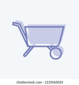 Garden Cart Icon in trendy two tone style isolated on soft blue background