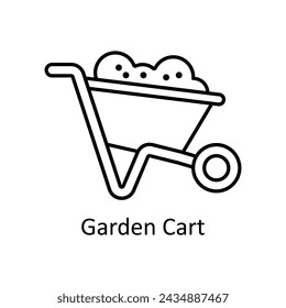 Ilustración de diseño de icono de contorno vectorial de carro de jardín. Símbolo de unidades de fabricación sobre fondo blanco EPS 10 Archivo