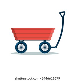 Carrito de jardín, carretilla, vagón, icono de carro de mano. Aislado sobre un fondo blanco. Ilustración vectorial en estilo plano