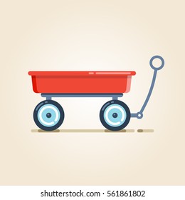 Garden cart, wheelbarrow, wagon, hand trolley on a light  background.  Vector, illustration, flat