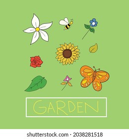 garden cartoon icon, fit for background, pattern, poster design, etc