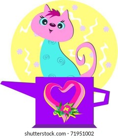 Garden Cat in a Watering Can