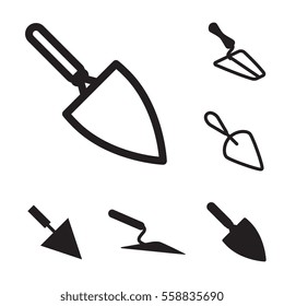 Garden or Cement Vector Trowel Icon Set Isolated on White Background