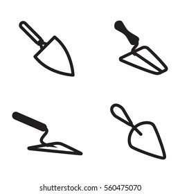 Garden or Cement Vector Trowel Icon Set Isolated on White Background