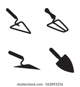 Garden or Cement Vector Trowel Icon Set Isolated on White Background