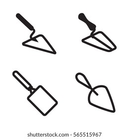 Garden or Cement Vector Trowel Icon Set Isolated on White Background