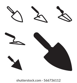 Garden or Cement Vector Trowel Icon Set Isolated on White Background