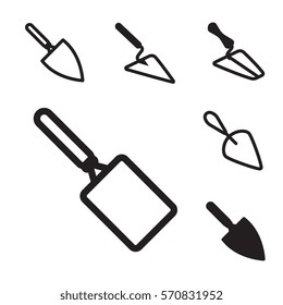 Garden or Cement Vector Trowel Icon Set Isolated on White Background