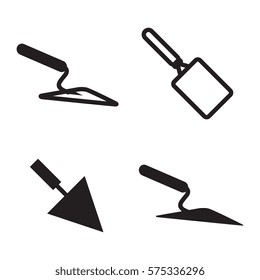 Garden or Cement Vector Trowel Icon Set Isolated on White Background