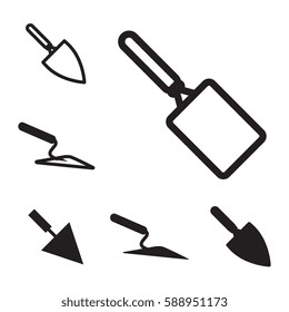Garden or Cement Vector Trowel Icon Set Isolated on White Background