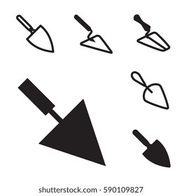 Garden or Cement Vector Trowel Icon Set Isolated on White Background